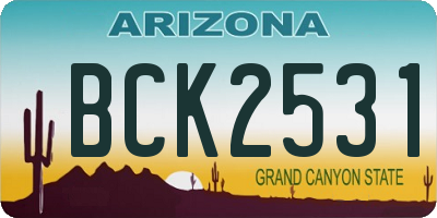 AZ license plate BCK2531