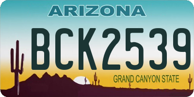 AZ license plate BCK2539