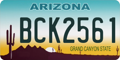 AZ license plate BCK2561