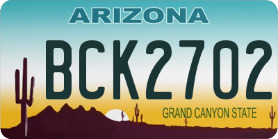 AZ license plate BCK2702