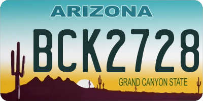 AZ license plate BCK2728