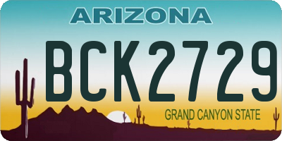 AZ license plate BCK2729