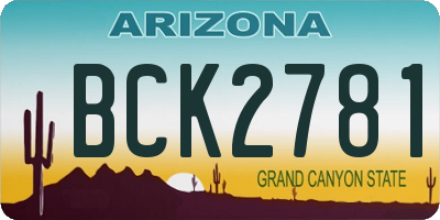 AZ license plate BCK2781