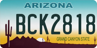 AZ license plate BCK2818