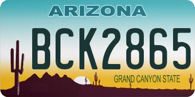 AZ license plate BCK2865