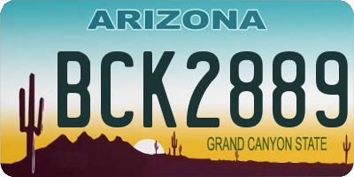 AZ license plate BCK2889