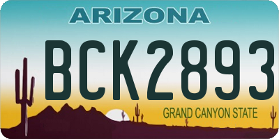 AZ license plate BCK2893