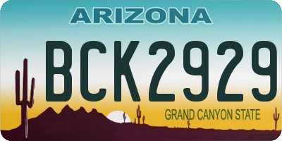 AZ license plate BCK2929