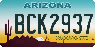 AZ license plate BCK2937