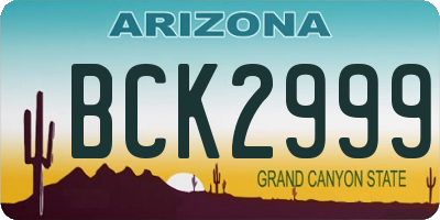 AZ license plate BCK2999