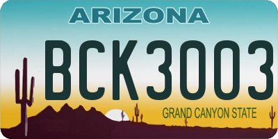 AZ license plate BCK3003