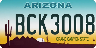 AZ license plate BCK3008