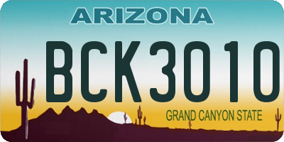 AZ license plate BCK3010