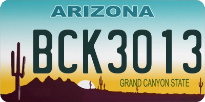 AZ license plate BCK3013