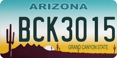 AZ license plate BCK3015