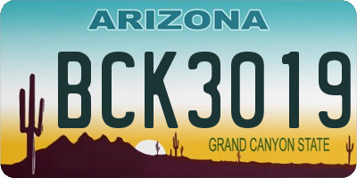 AZ license plate BCK3019