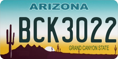 AZ license plate BCK3022