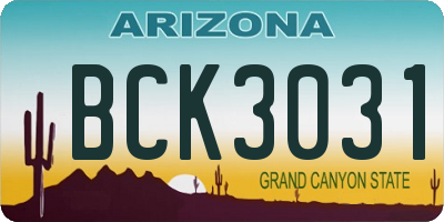 AZ license plate BCK3031