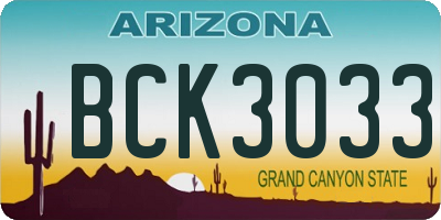 AZ license plate BCK3033