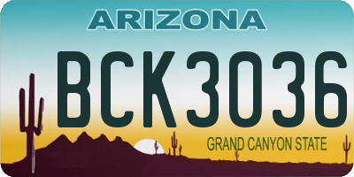 AZ license plate BCK3036