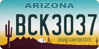 AZ license plate BCK3037