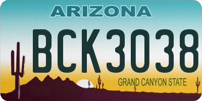 AZ license plate BCK3038