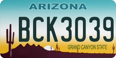 AZ license plate BCK3039