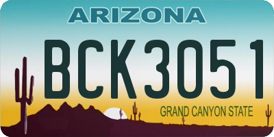 AZ license plate BCK3051