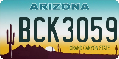 AZ license plate BCK3059