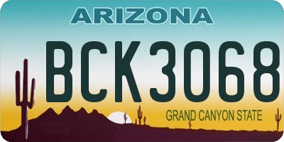 AZ license plate BCK3068