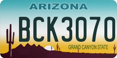 AZ license plate BCK3070