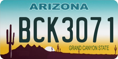 AZ license plate BCK3071