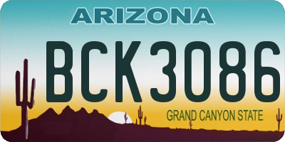 AZ license plate BCK3086