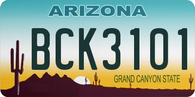 AZ license plate BCK3101