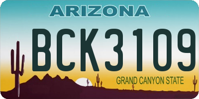 AZ license plate BCK3109