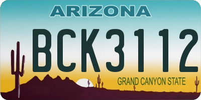 AZ license plate BCK3112