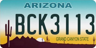 AZ license plate BCK3113