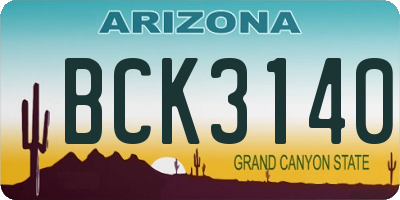 AZ license plate BCK3140