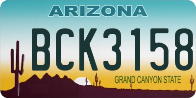 AZ license plate BCK3158