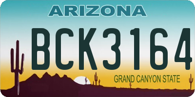 AZ license plate BCK3164