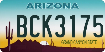 AZ license plate BCK3175