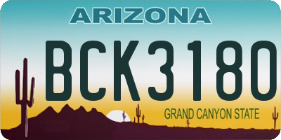 AZ license plate BCK3180