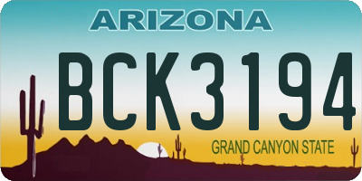 AZ license plate BCK3194