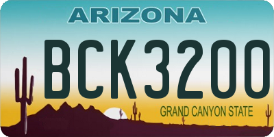 AZ license plate BCK3200