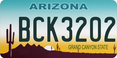 AZ license plate BCK3202