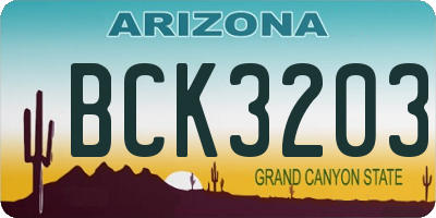 AZ license plate BCK3203