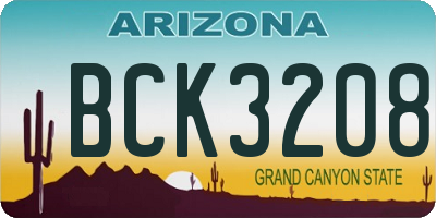 AZ license plate BCK3208