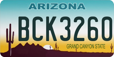 AZ license plate BCK3260