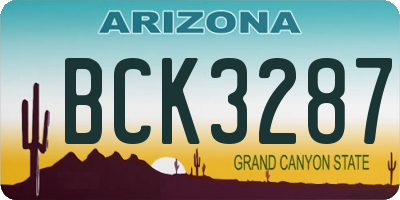 AZ license plate BCK3287