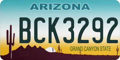 AZ license plate BCK3292